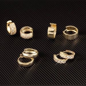 4 Pairs Gold Huggie Earrings